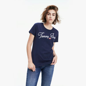 Tommy Jeans dámské tmavě modré tričko - S (CBK)